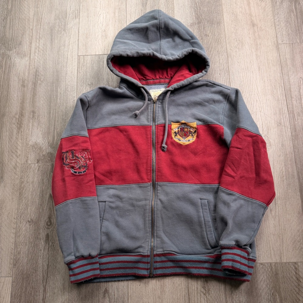 Vintage Y2K rare Rugby US Polo Assn Men S Colorblock Full Zip Hoodie heavyweight
